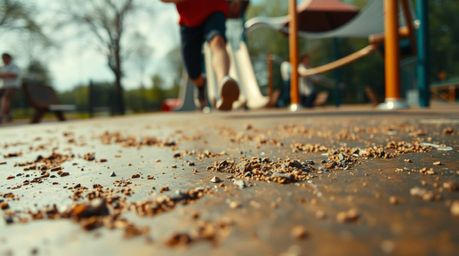 Experience a dramatic slow-motion run through a playground in extreme macro close-up. This captivating video showcases the in