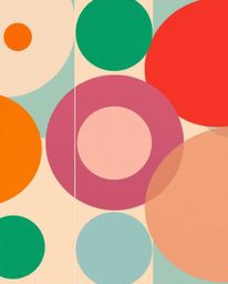 This artwork showcases a minimalist geometric pattern, reminiscent of the Bauhaus style, composed of circles and lines. It's 