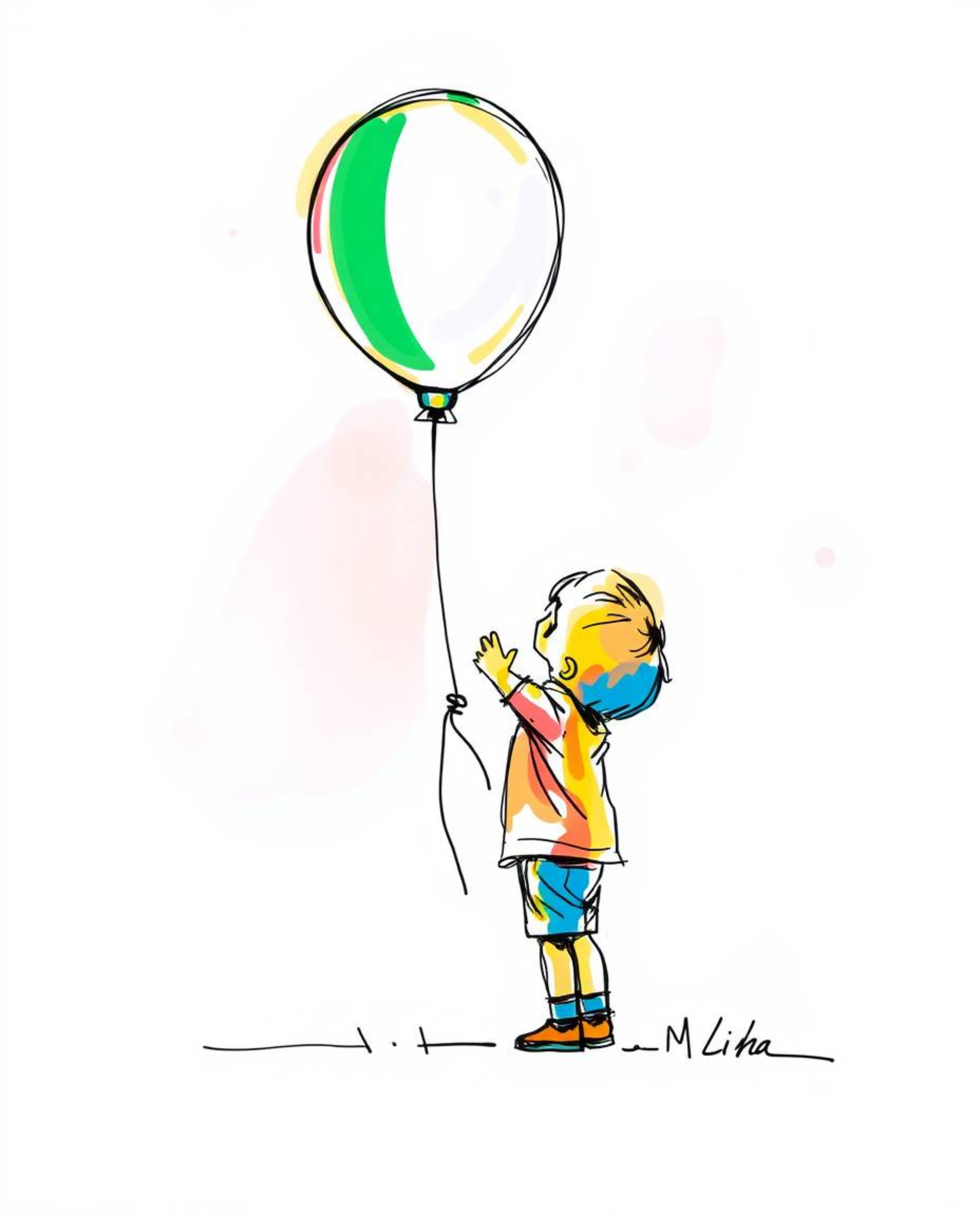 A vibrant, hand-drawn sketchnote illustration depicts a child joyfully holding a balloon.  Rendered in electric, vivid colors