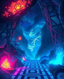 Immerse yourself in a captivating Isekai anime scene filled with glowing bioluminescent colors and vibrant light effects. The