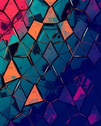 A dynamic digital sketch, rendered with loose, painterly strokes, showcases a seamless geometric pattern of hexagons and tria
