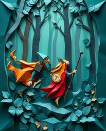 Discover a captivating illustration of friends with extraordinary abilities embarking on a mystical forest adventure. Render