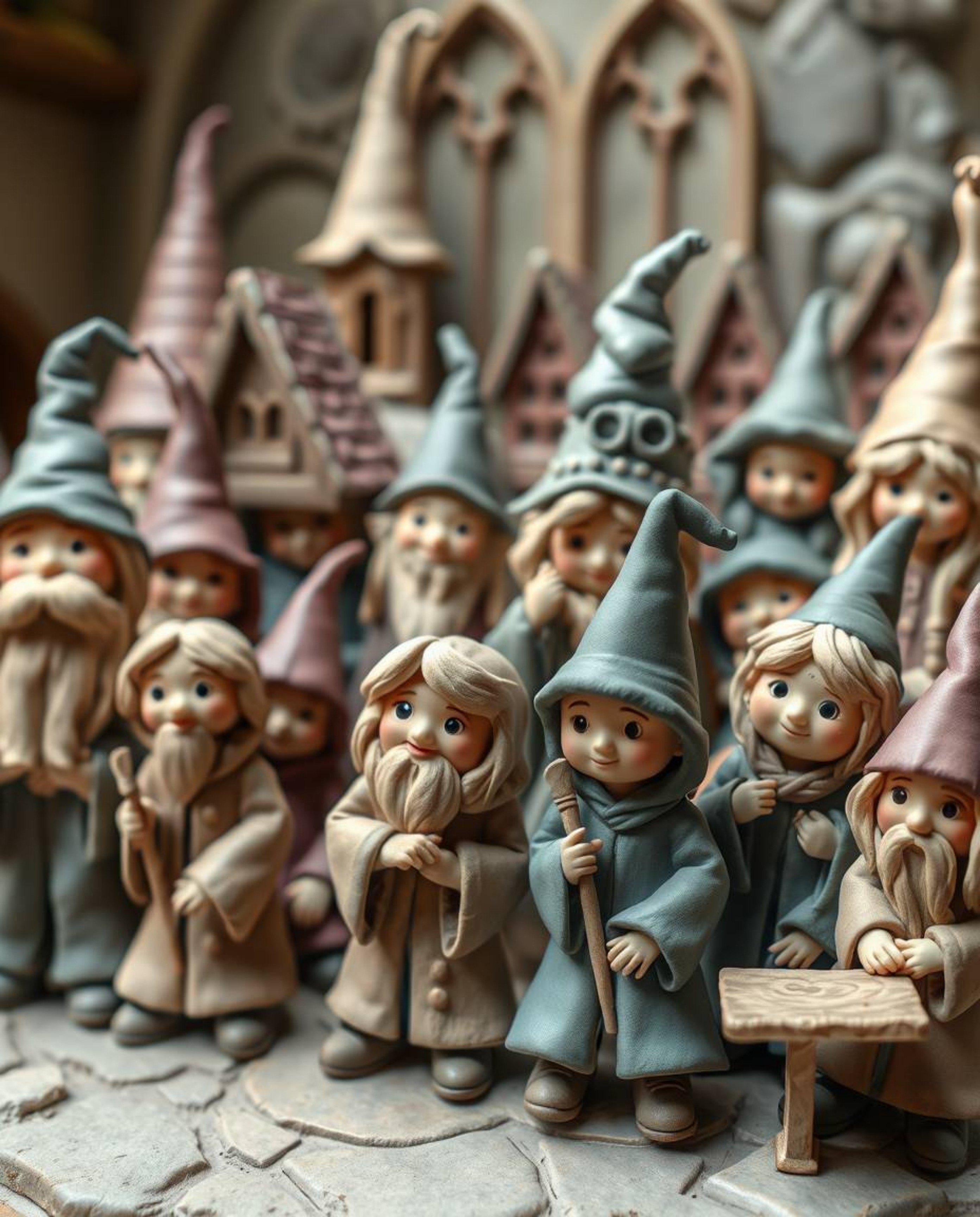 Discover charming sculptural clay art depicting a magical school brimming with young wizards. These adorable creations showca