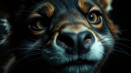 A captivating close-up shot showcasing a sarcastic animal sidekick with expressive eyes. The image features dramatic chiaros
