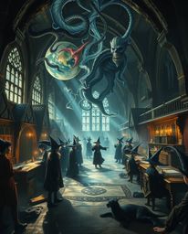 Discover a dreamlike magical school brimming with young wizards.  Experience the captivating contrast of chiaroscuro lighting
