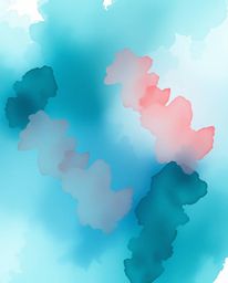 Experience the dreamy atmosphere of this watercolor painting. Rich deep teal hues blend chaotically yet harmoniously, creatin