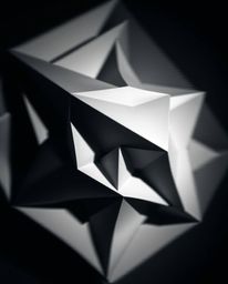 Explore the captivating world of monochrome long-exposure photography featuring a 3D geometric pattern reminiscent of folded 