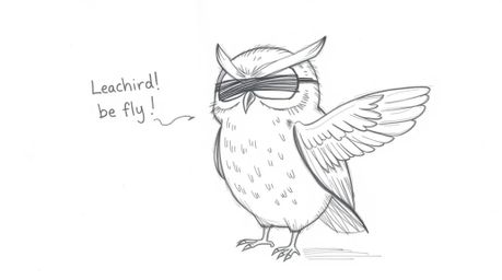 A heartwarming image of a blind owl, rendered in a Pixar style with textured pencil strokes, teaching young birds to fly. The