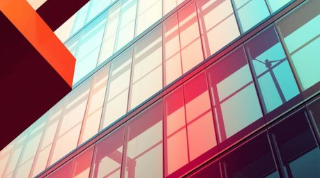 This captivating image showcases a precise architectural color photograph featuring a vibrant gradient mesh pattern.  The sha