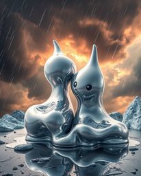 Explore a captivating collection of adorable and charming mercury sculptures, showcasing mesmerizing 3D fluid shapes and high