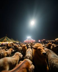 This series captures the surreal image of a carnival overrun by wild animals, using long-exposure photography to emphasize th