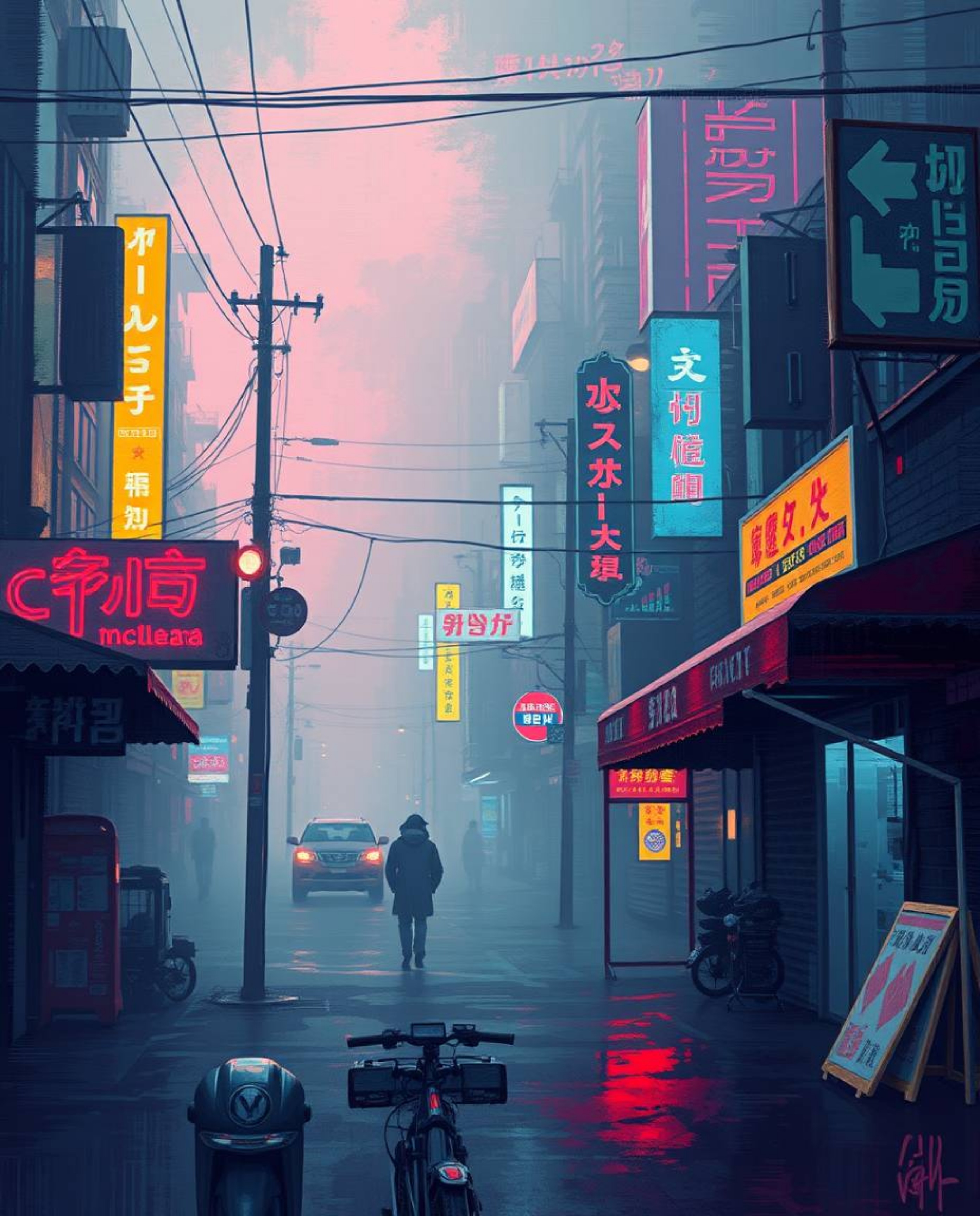 A captivating blend of cyberpunk aesthetics and classic oil painting techniques. This pixelated glitch image showcases a drea