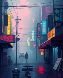 A captivating blend of cyberpunk aesthetics and classic oil painting techniques. This pixelated glitch image showcases a drea