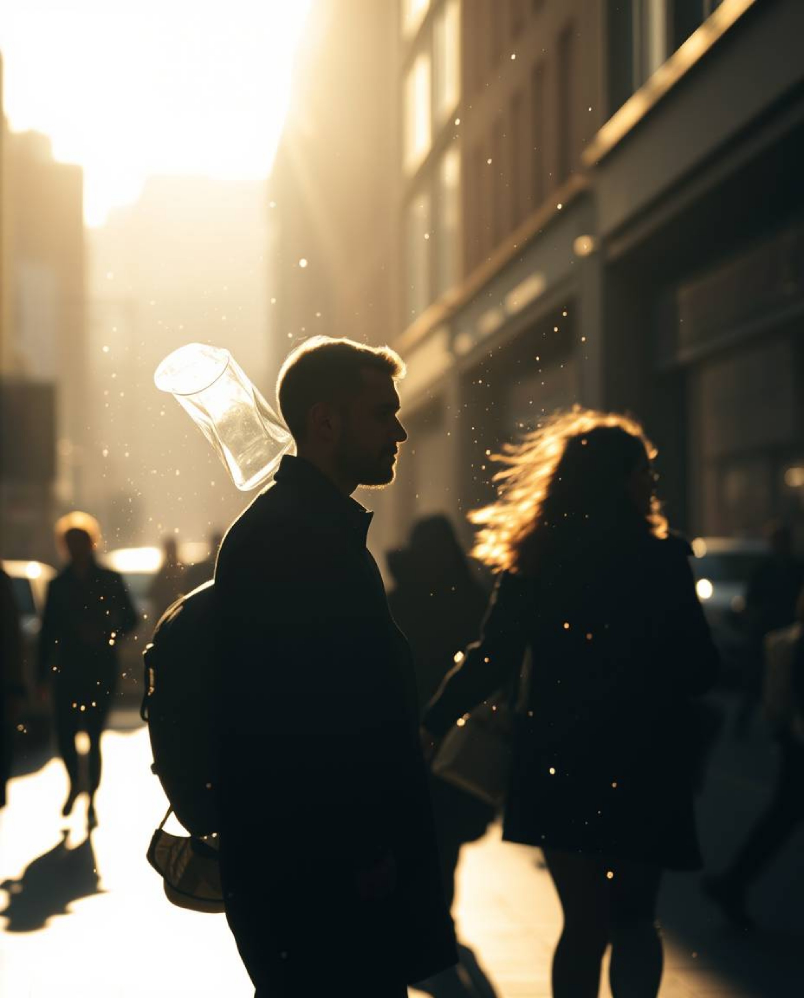 Explore captivating visuals with silhouetted, back-lit candid street photography capturing spontaneous urban moments. Delve i