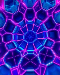 This captivating image features an Isekai anime-style perspective, showcasing a seamless geometric pattern of hexagons and tr
