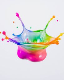 Experience the mesmerizing beauty of a colorful paint splash frozen in mid-air through high-speed photography. This image cap