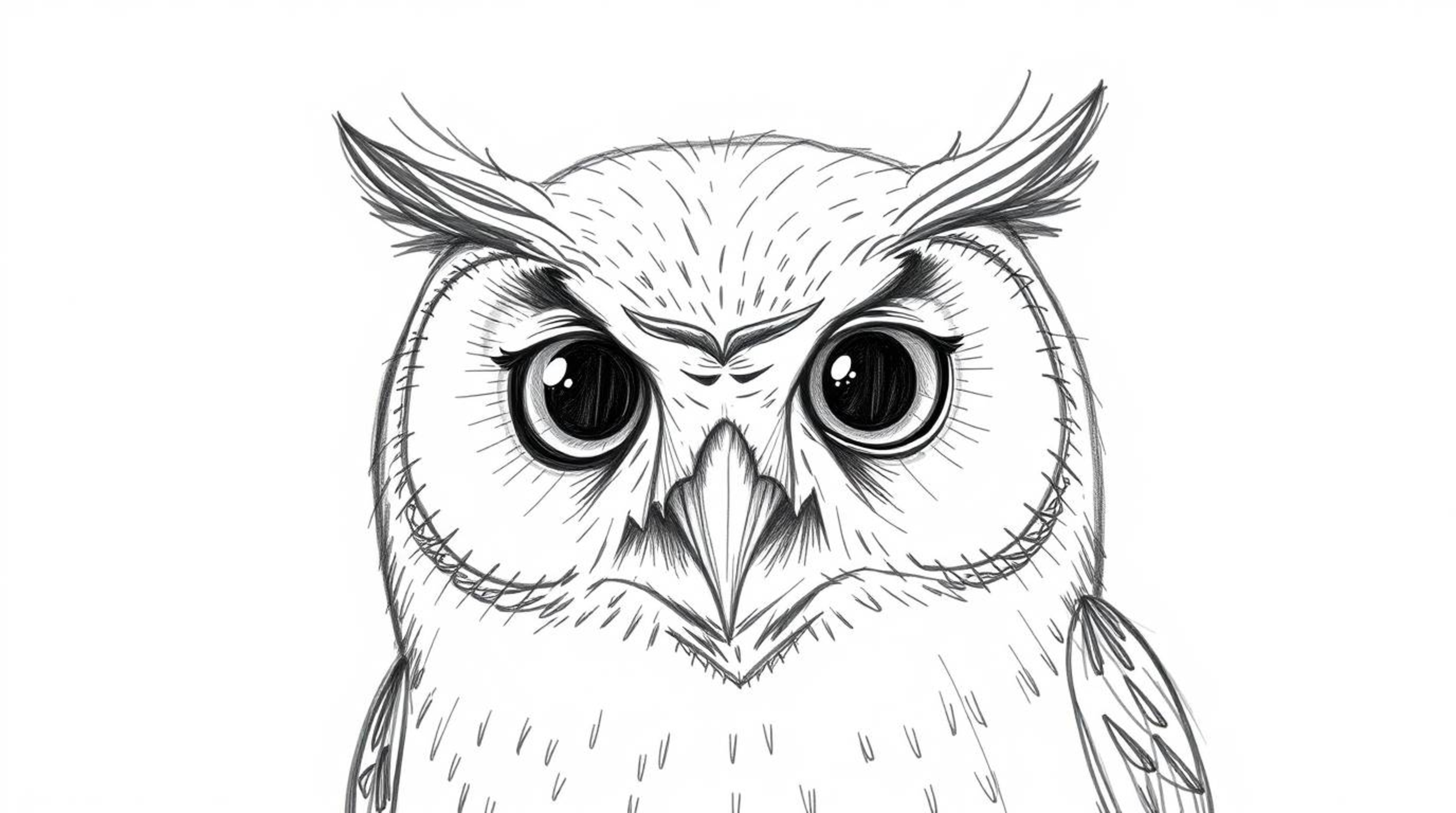 A heartwarming hand-drawn sketch in the style of Pixar depicts a wise, blind owl who uses smell, sound, and intuition to teac