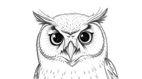 A heartwarming hand-drawn sketch in the style of Pixar depicts a wise, blind owl who uses smell, sound, and intuition to teac