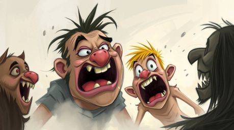 This digital sketch captures a hilarious gross-out comedy moment with exaggerated expressions, rendered in soft pastel colors