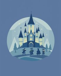 This logo concept evokes a soft and dreamy atmosphere, depicting a magical school brimming with young wizards. The design uti