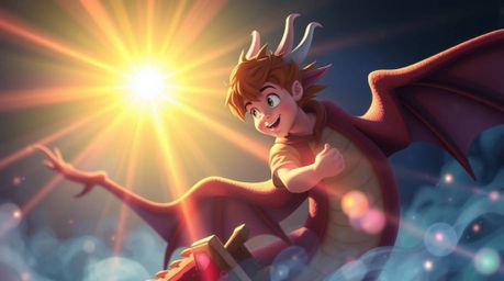 A charming prince battles a fearsome dragon in a vibrant, 1950s-inspired animation.  Experience an ethereal, mystical atmosph