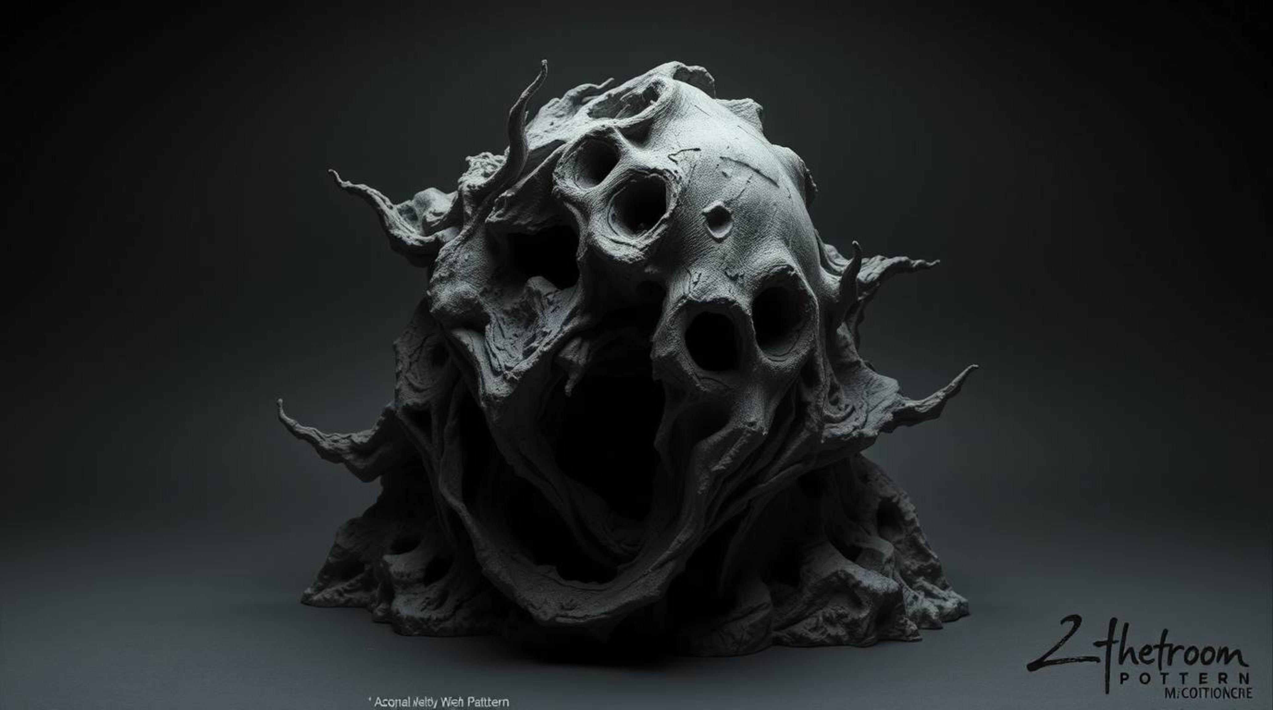 Explore the unsettling beauty of sculptural clay art with an eerie and creepy atmosphere, brought to life through abstract po