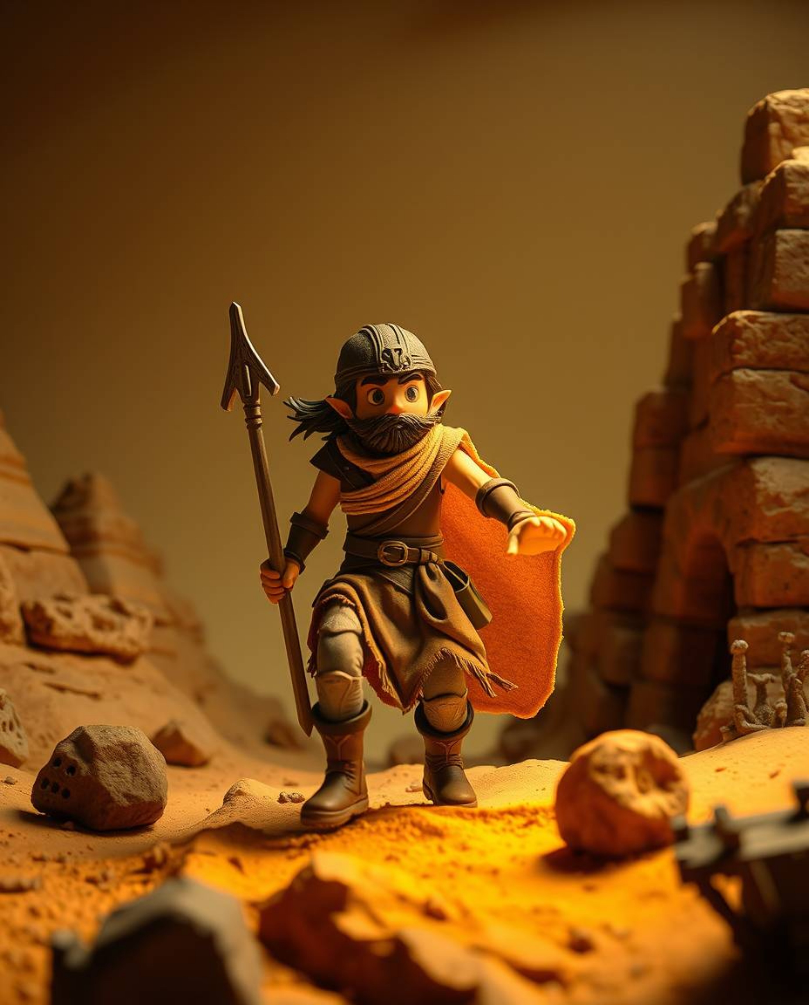 Embark on a grand, epic Disney-style desert adventure with a brave hero brought to life through layered papier-mâché artistry