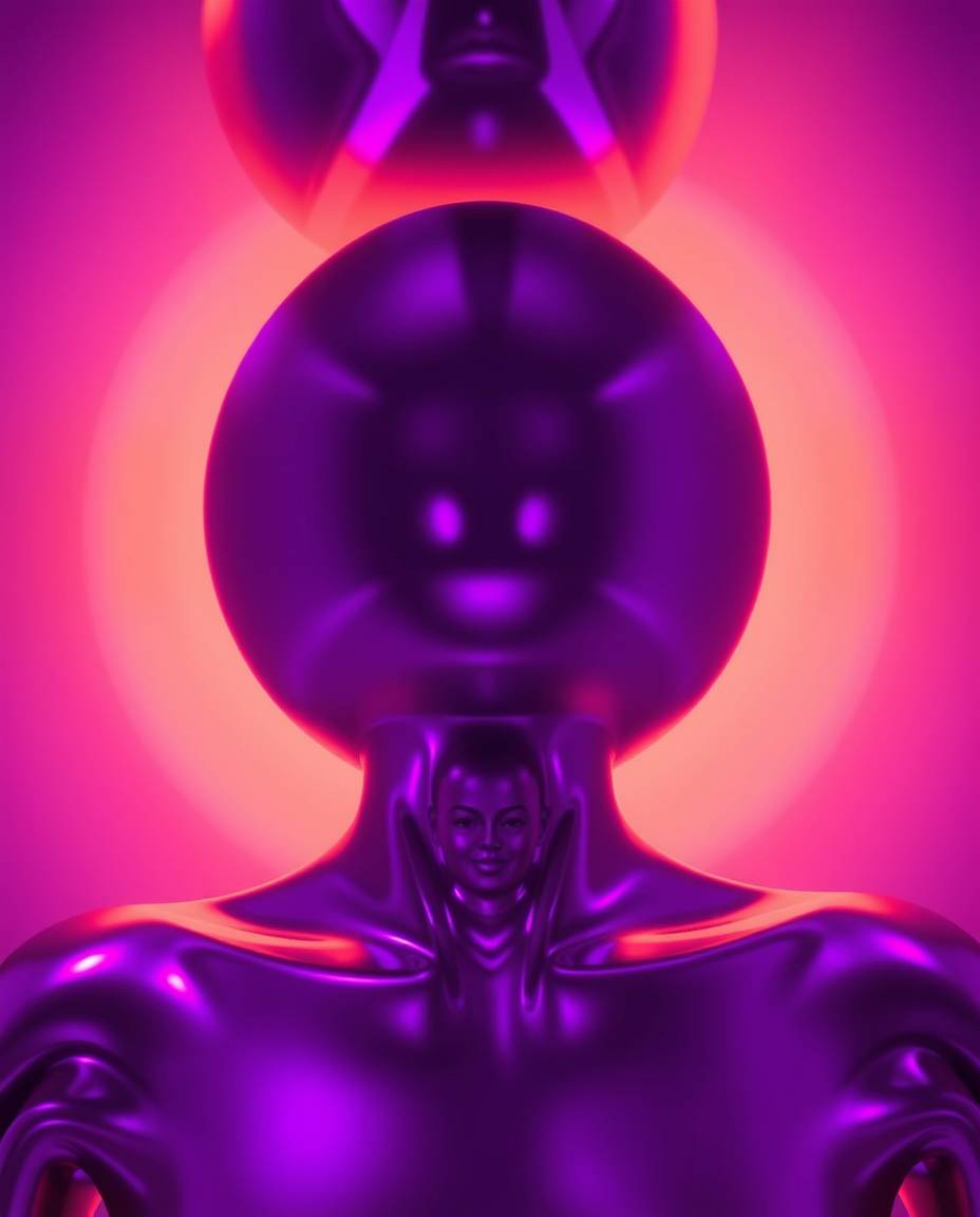 Experience the mesmerizing beauty of vivid purples and deep ultraviolet hues illuminating smooth 3D metallic shapes in zero g