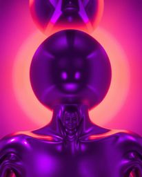 Experience the mesmerizing beauty of vivid purples and deep ultraviolet hues illuminating smooth 3D metallic shapes in zero g