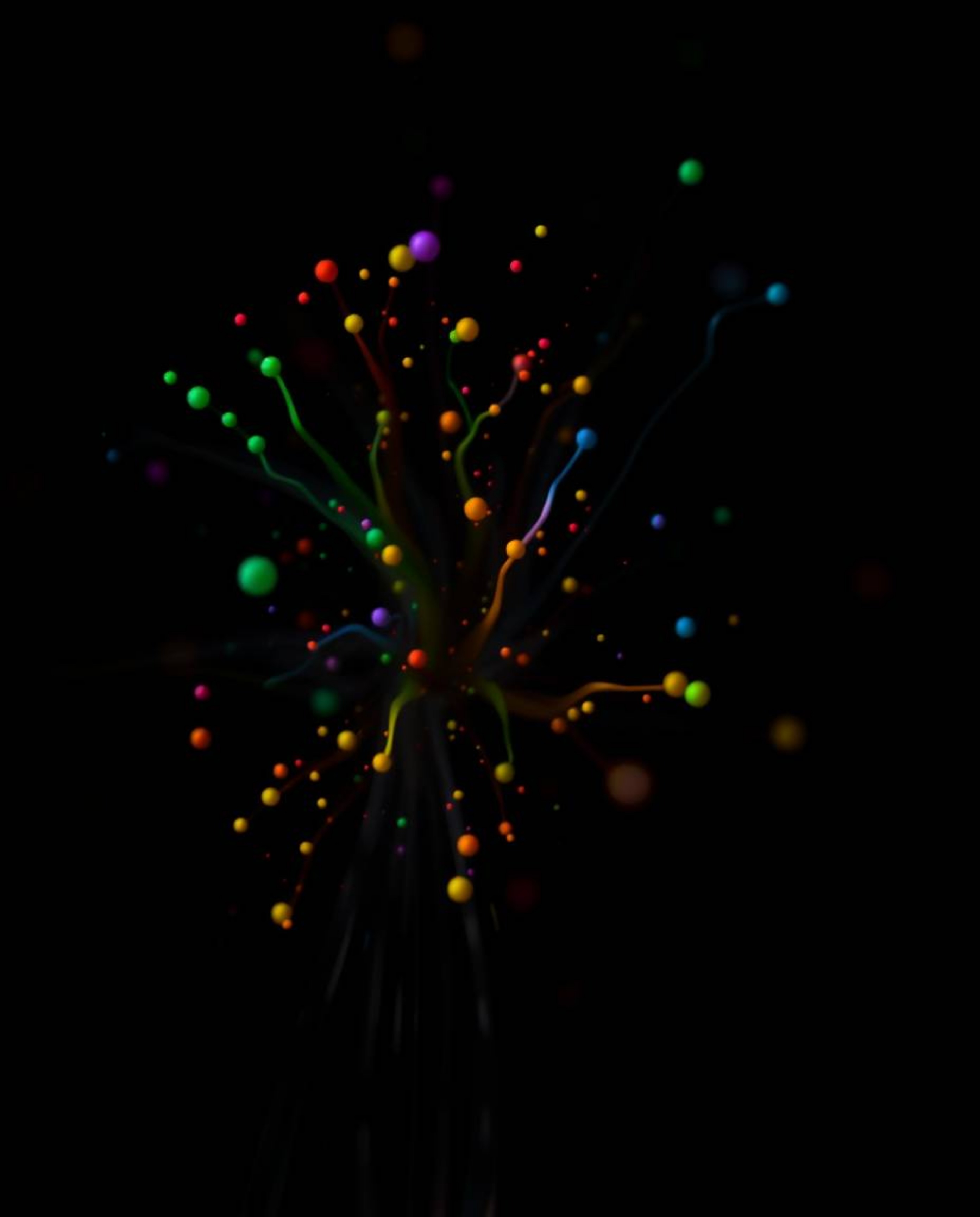 A captivating long-exposure photograph showcases dynamic and colorful splashes frozen in motion against a stark black backgro