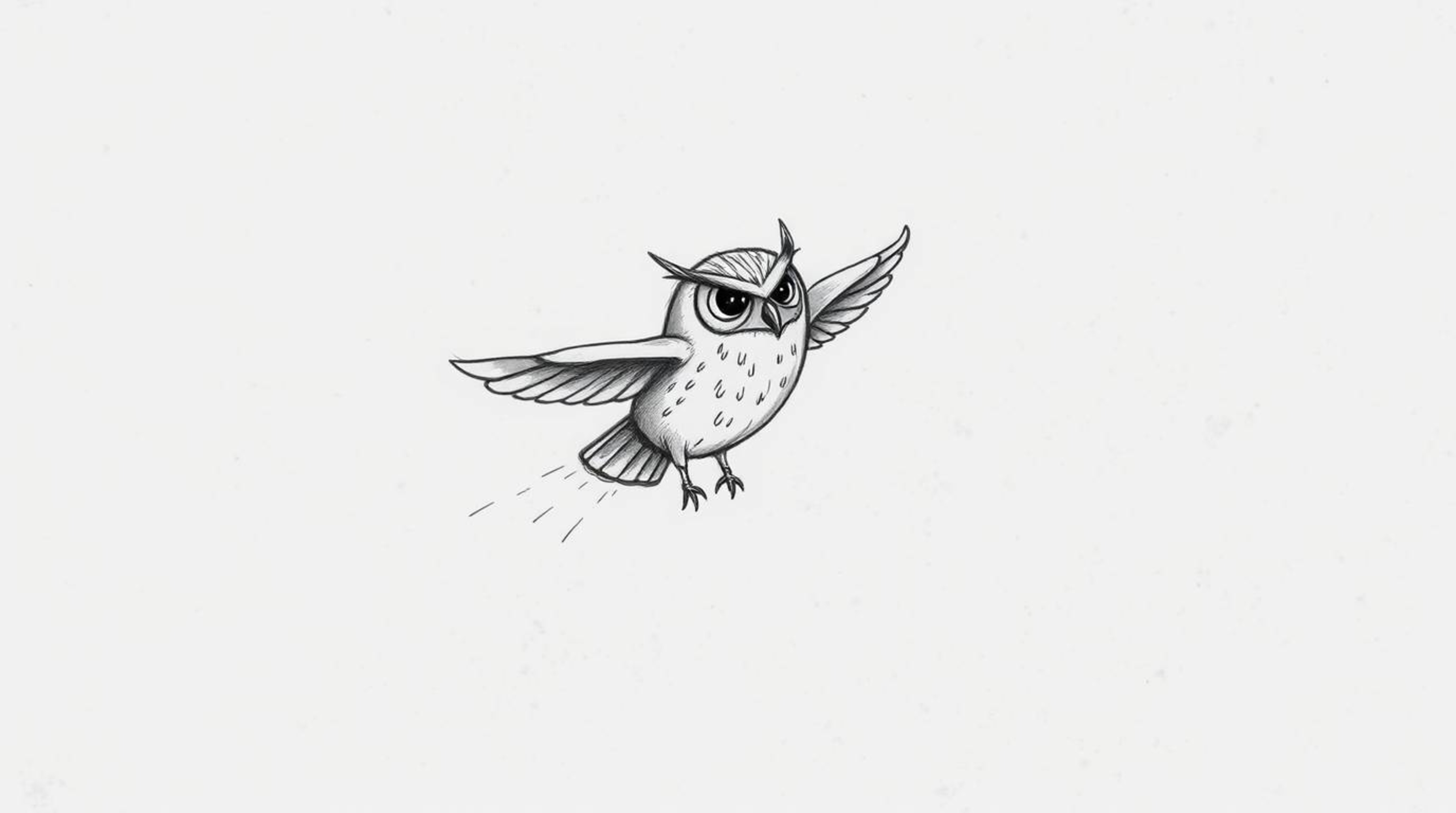A heartwarming hand-drawn sketch reminiscent of Pixar's style shows a blind owl mid-flight, passionately teaching a flock of 