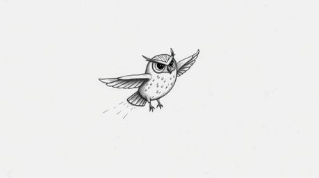 A heartwarming hand-drawn sketch reminiscent of Pixar's style shows a blind owl mid-flight, passionately teaching a flock of 