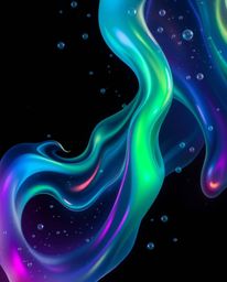 Experience the mesmerizing beauty of glassy fluid 3D shapes in constant motion, gracefully enveloped by glowing particles tha