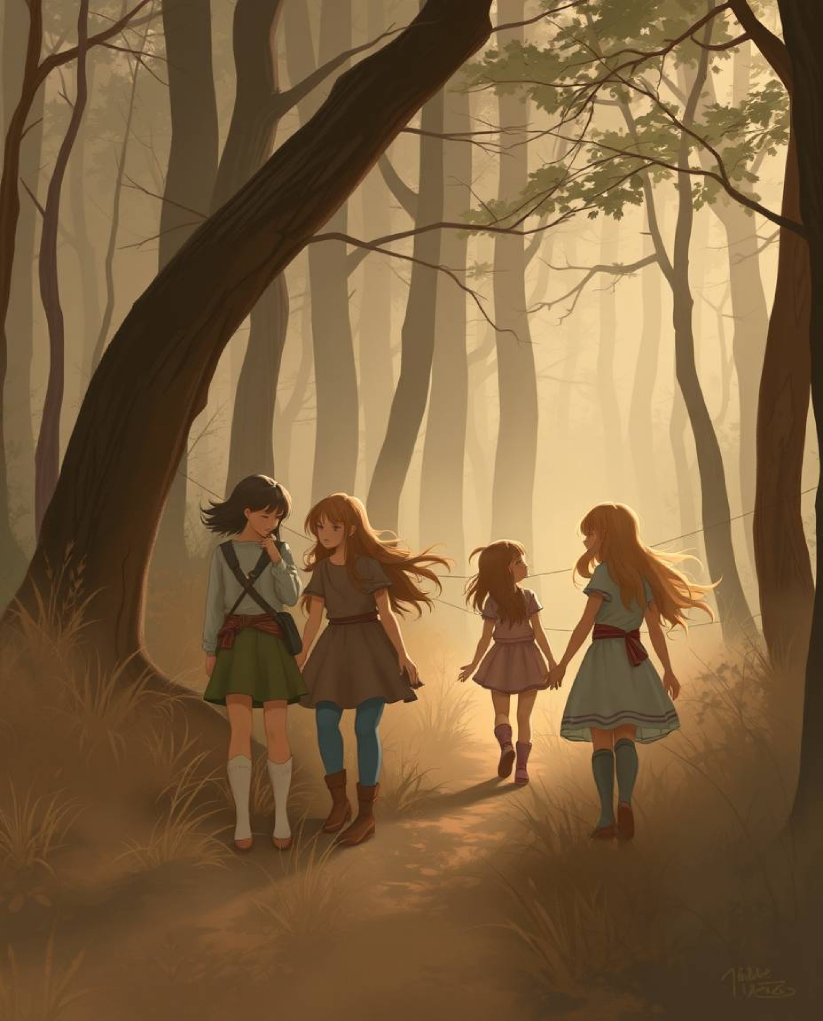 Immerse yourself in a soft, dreamy atmosphere where a group of friends with unique powers ventures into a mysterious forest. 