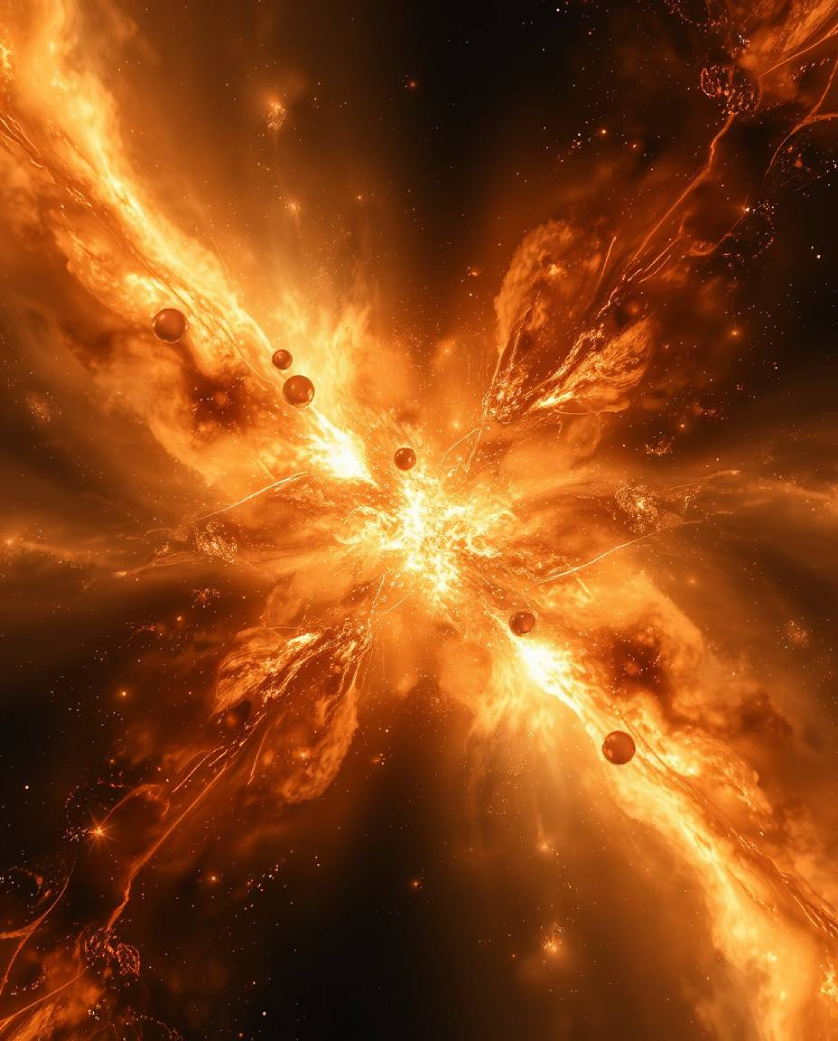 Experience the breathtaking beauty of colliding galaxies captured in stunning light art.  This abstract artwork features a co