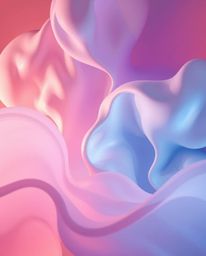 Explore an abstract composition featuring colorful 3D fluid shapes interacting with geometric forms under intense dramatic li
