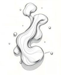 A creative, high-angle hand-drawn sketch aesthetic utilizing 3D rendered fluid organic blobs is presented, emphasizing rough 