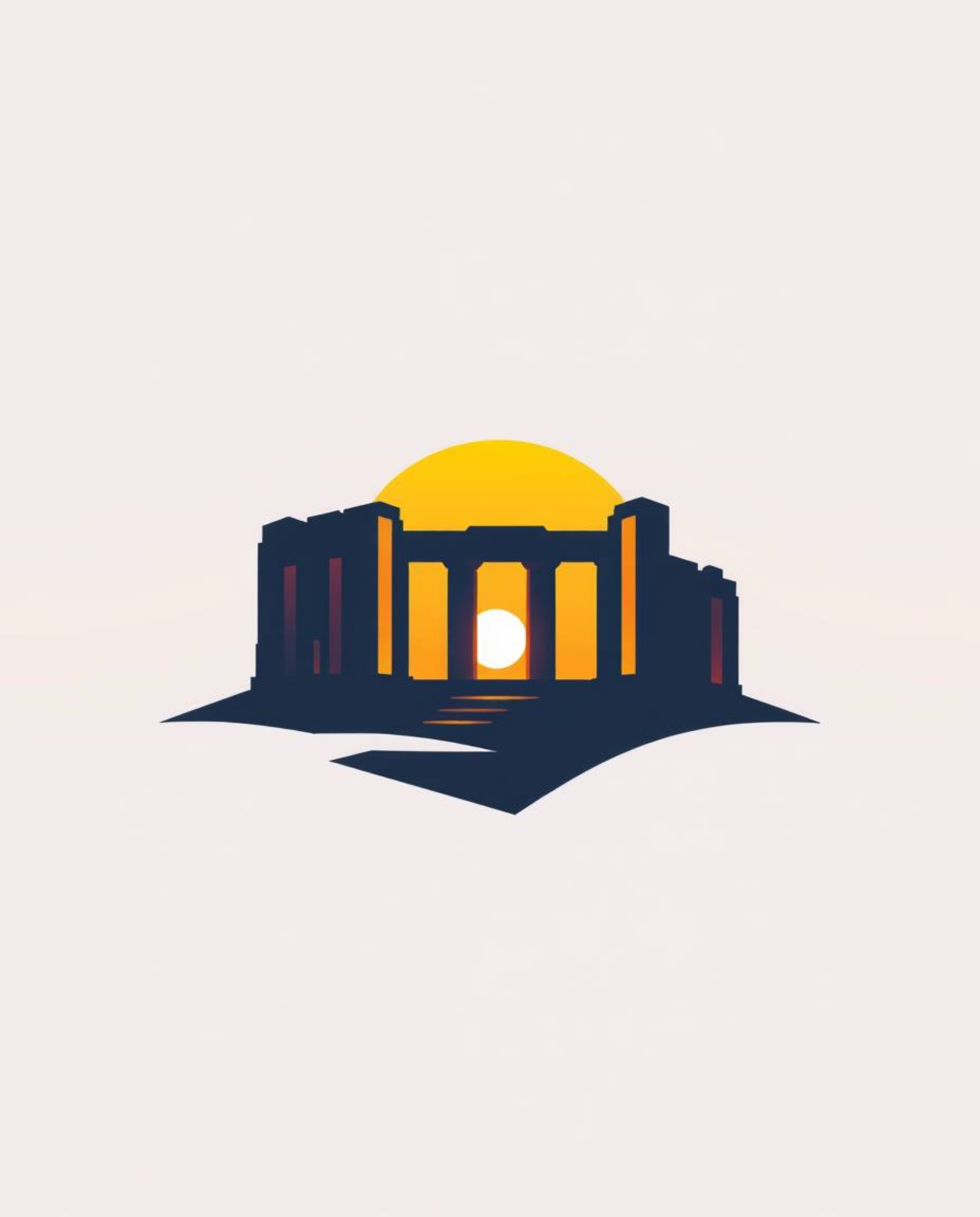 This geometric logo, inspired by ancient stone ruins at sunset, creates a mystic and enchanting environment. It boasts a drea