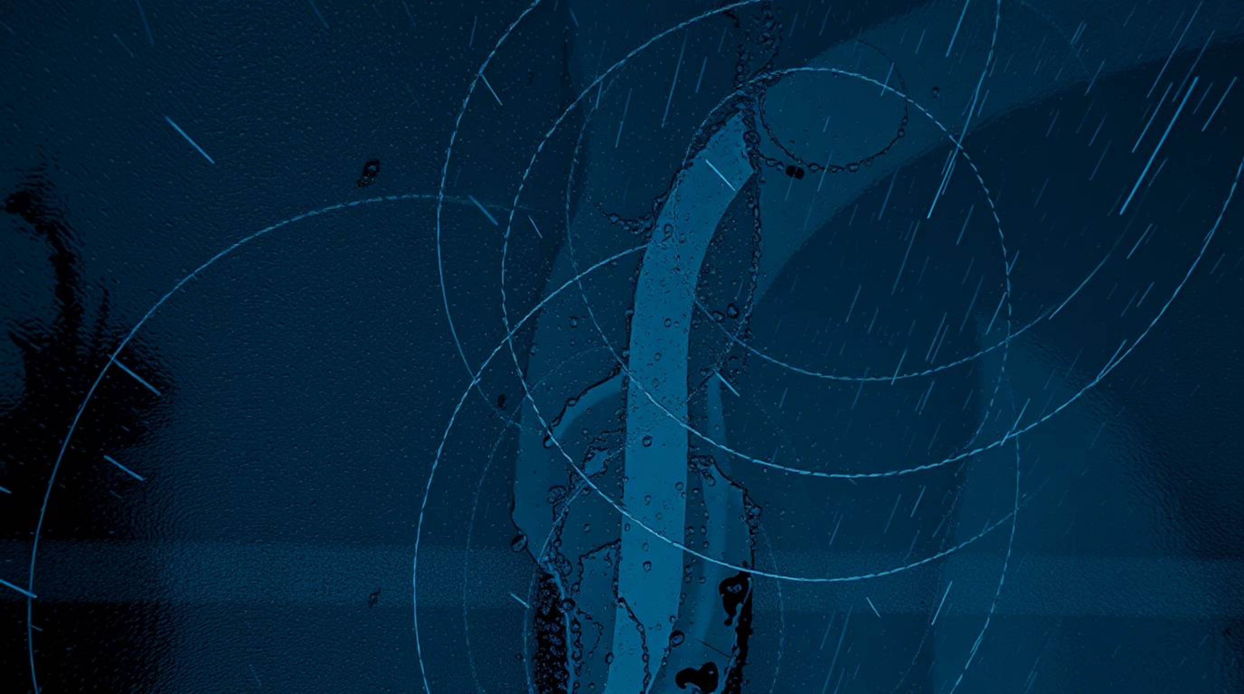 Immerse yourself in a captivating digital art piece showcasing an overhead bird’s eye view of a wet, rainy scene. Neon gradie