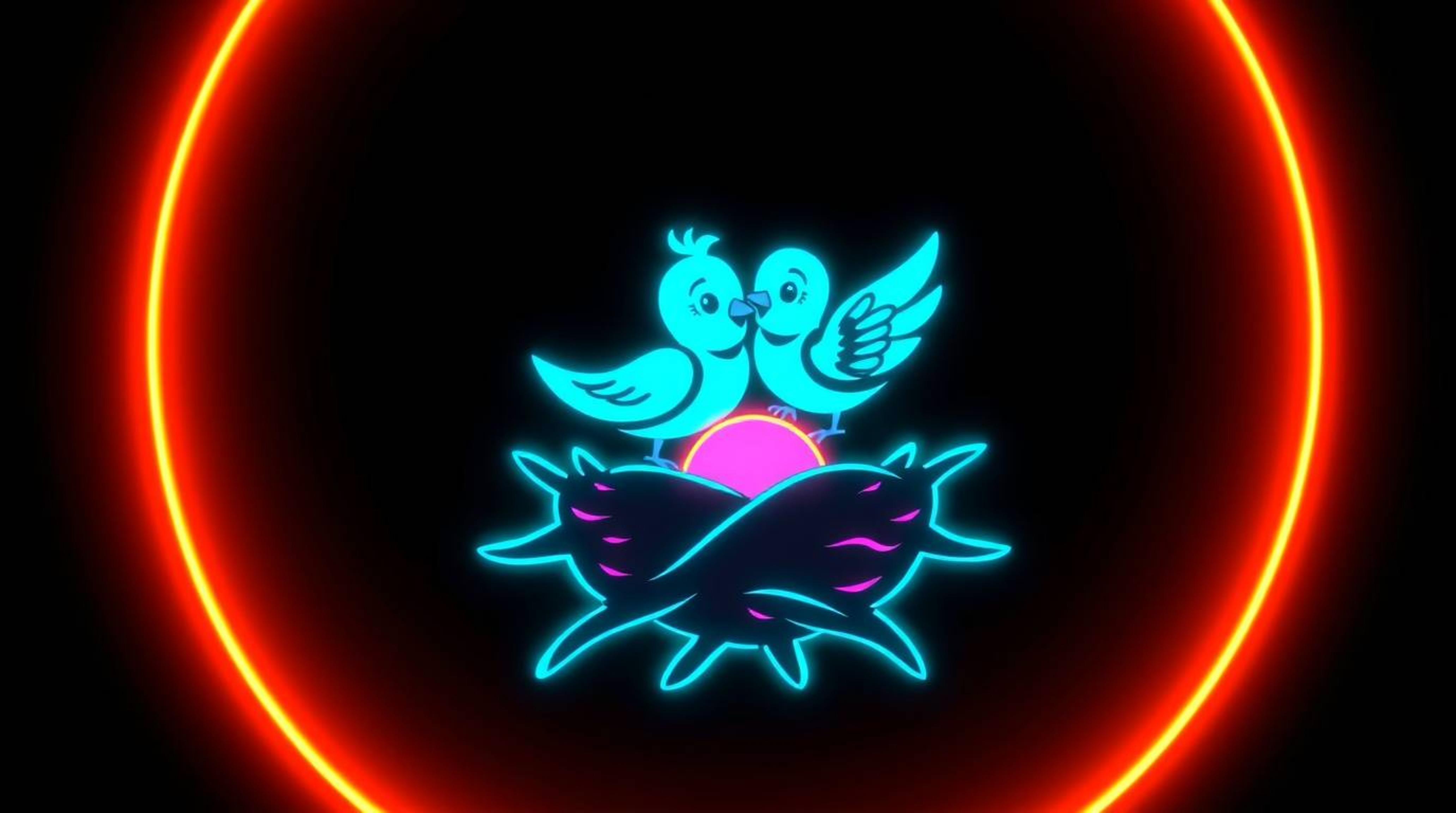 This captivating logo design features two endearing cartoon birds meticulously building a nest, reminiscent of classic animat