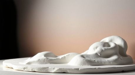 Explore captivating sculptural clay art in classic black and white, featuring a mesmerizing gradient sunset sky texture. This