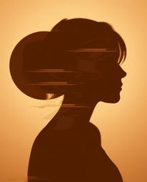 A captivating image showcasing abstract shapes in muted earth tones.  The artwork features a unique blend of glitch effects, 