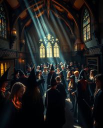Explore a magical school teeming with young wizards, captured in stunning detail.  Bathed in strong, hard light that creates 