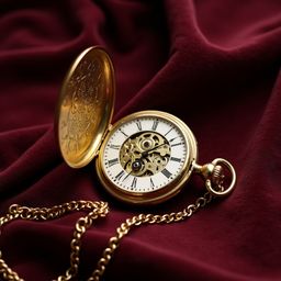 A captivating image showcases a beautifully ornate golden pocket watch, opened to reveal its intricate inner workings. The w