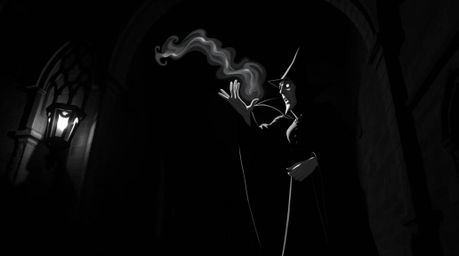 A captivating image depicting a classic Disney villain casting a spell within the ancient walls of a gothic castle.  The scen
