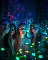 Embark on a mystical journey with a group of friends, each possessing unique powers, as they explore a bioluminescent forest.