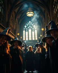 Immerse yourself in a dramatic, cinematic portrayal of a magical school teeming with young wizards. Experience the scene brou
