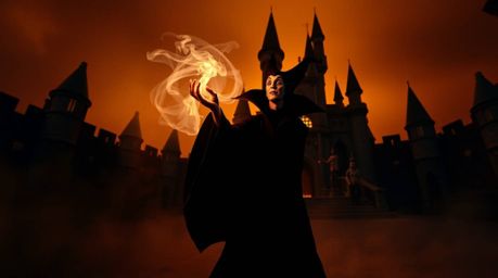 A captivating fine art photograph in the style of an Associated Press Photo of the Year depicts a Disney villain casting a sp