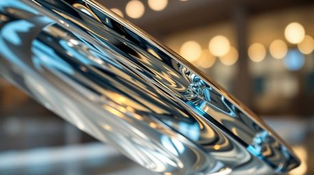 A precise architectural color photograph showcasing a glass object reflecting smooth gradient textures.  The image emphasizes
