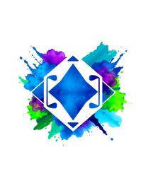 Create a dramatic cinematic style logo featuring dynamic colorful splashes in blues, greens, and purples against a black back